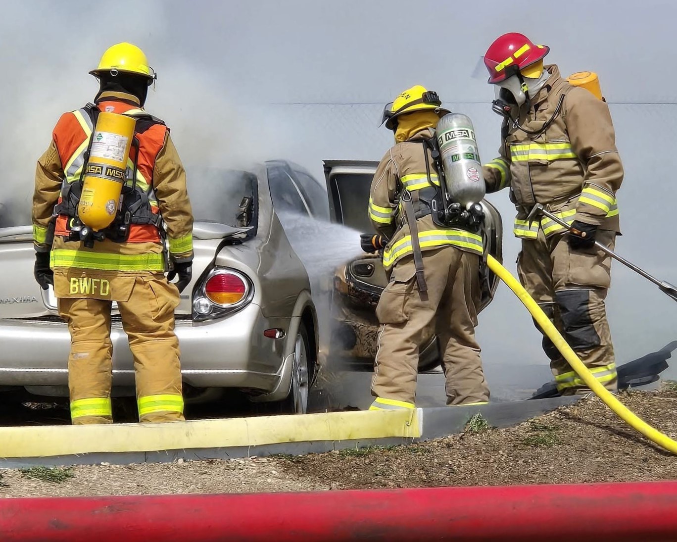 Fire fighters battling a blaze