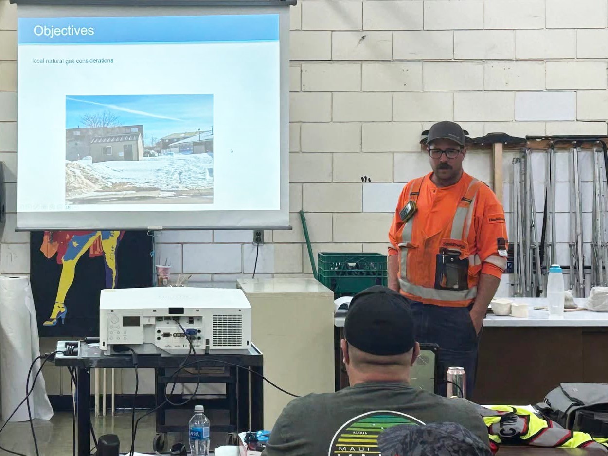 SaskEnergy employee presenting to class