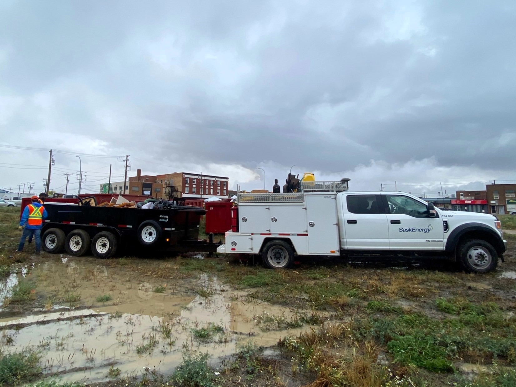 SaskEnergy truck and trailer