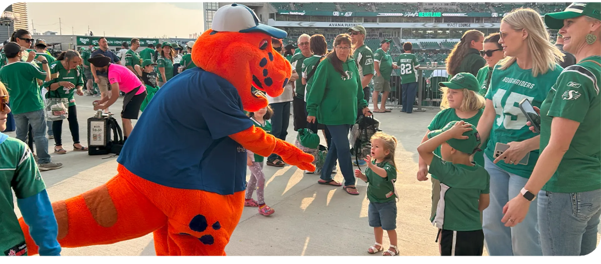 Mascot greeting child