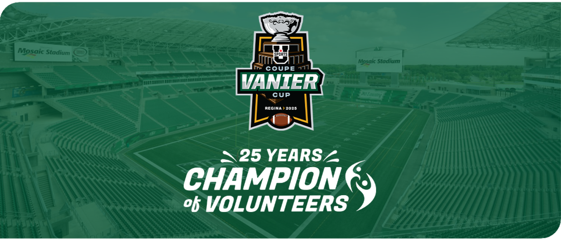 Vanier Cup and Champion of Volunteers logos