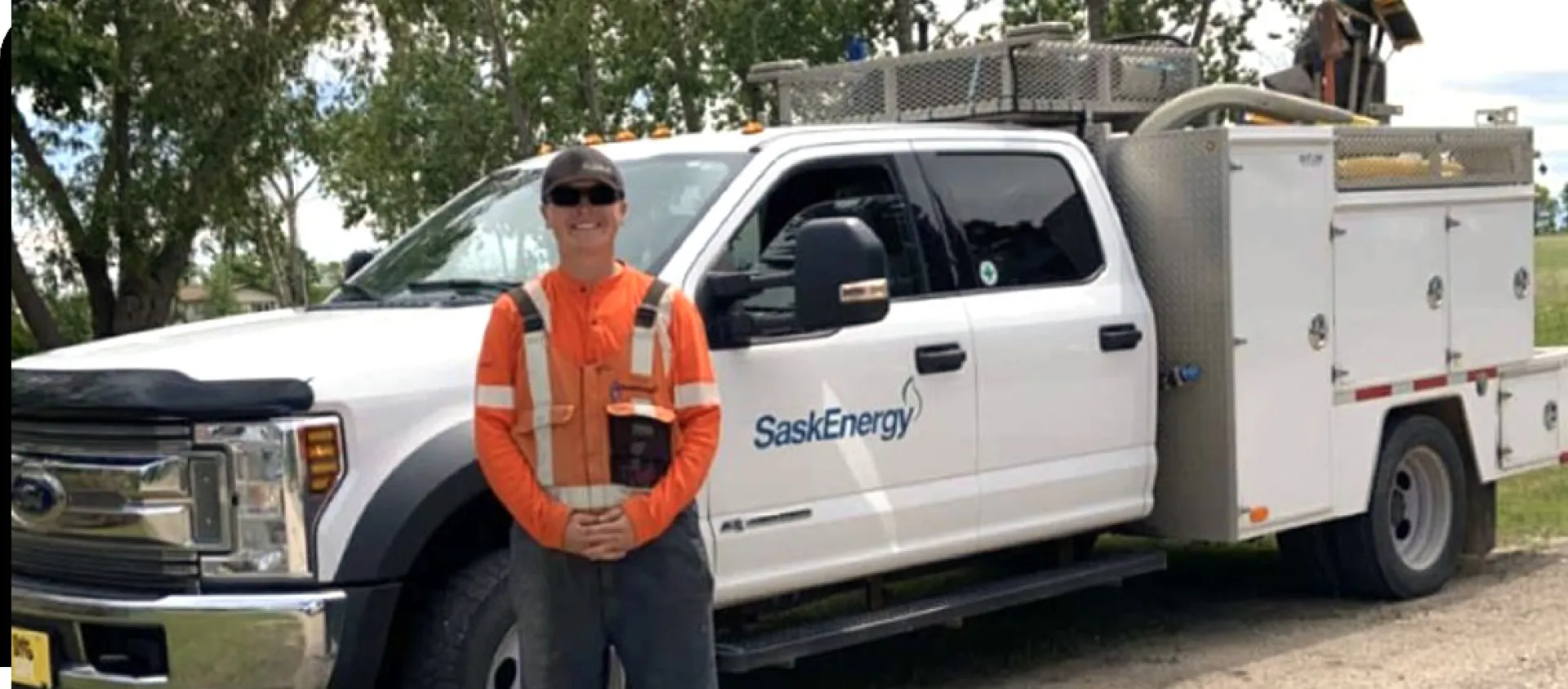 Lucas Sabit on the job as an Equipment Operator for SaskEnergy.