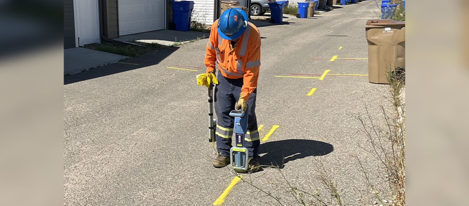 Technician conducting a line locate