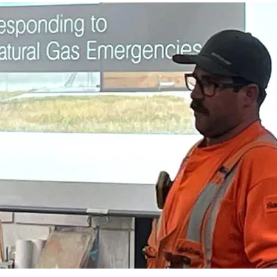 SaskEnergy employee presenting to class