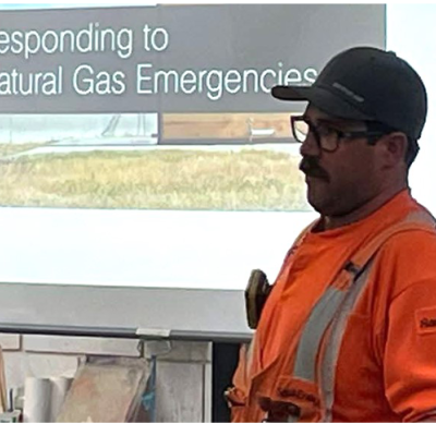 SaskEnergy employee presenting to class