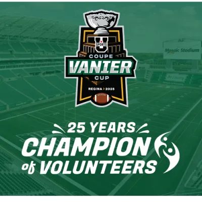 Vanier Cup and Champion of Volunteers logos
