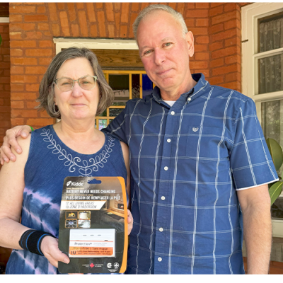 Linda and Jim Dickenson outside their home.