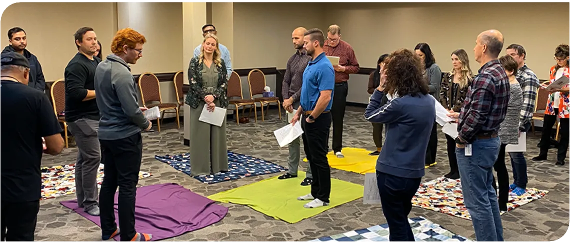 Group taking part in a blanket exercise