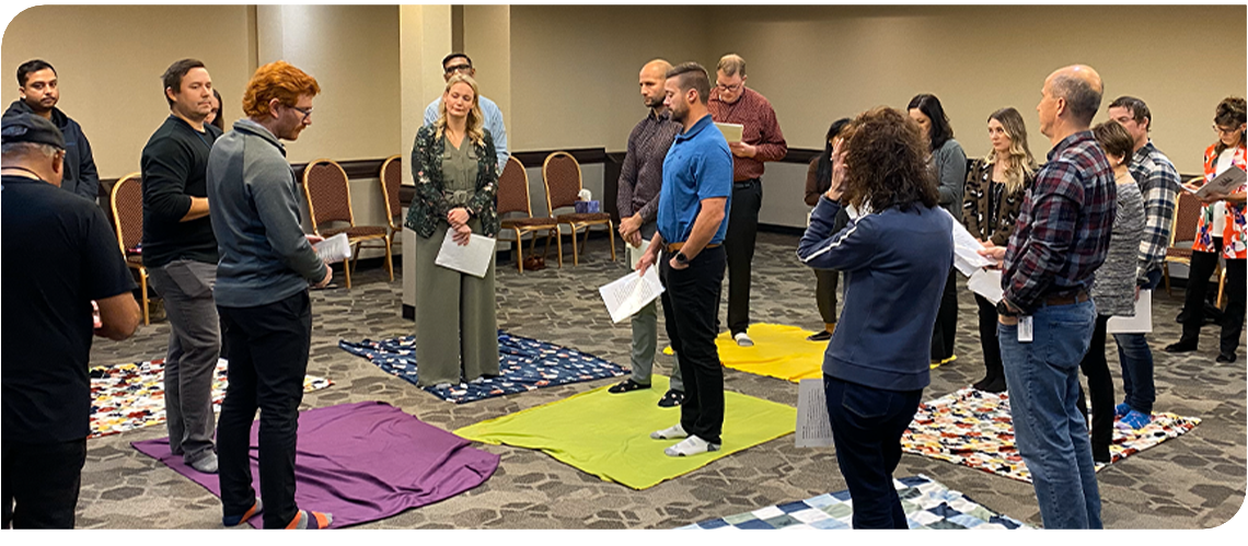 Group taking part in a blanket exercise