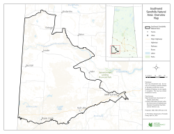 A map of southwest Saskatchewan with a black outline showing the area of the Southwest Sandhills.