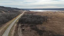 Overhead shot of work on the Zagime Anishinabek First Nation service project.