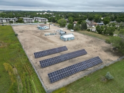 Aerial shot of the solar array installation at SaskEnergy's Regina Town Border Station #1