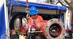 Lucas Sabit working as an Equipment Operator with SaskEnergy.