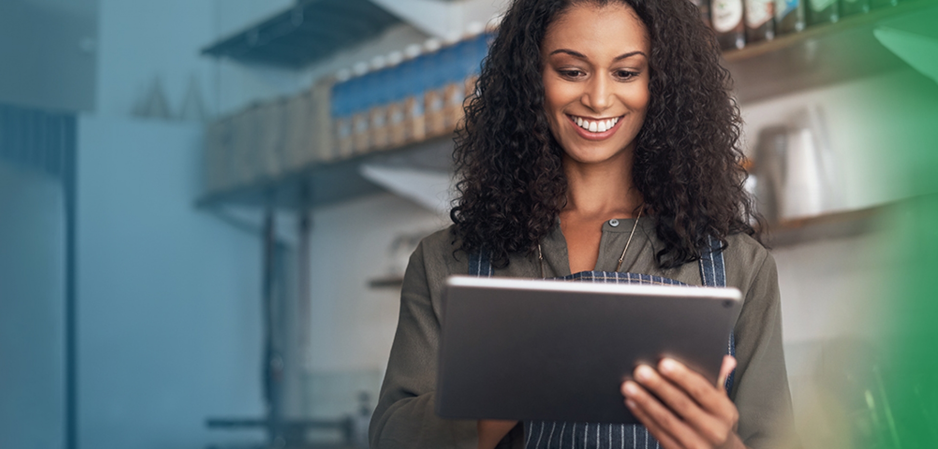 Business owner on a tablet
