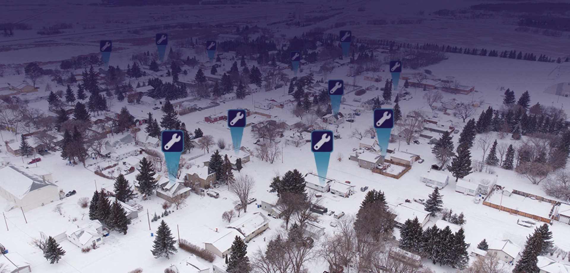 Aerial view of a prairie town