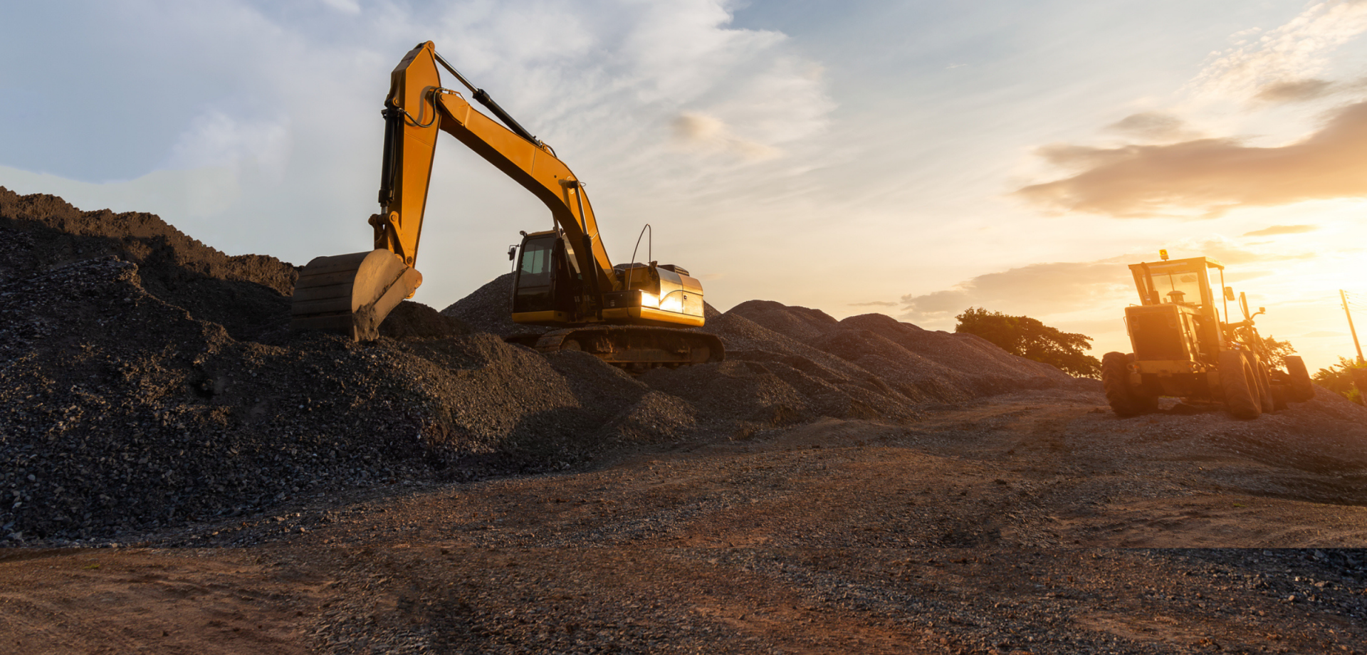 Backhoe at a construction site