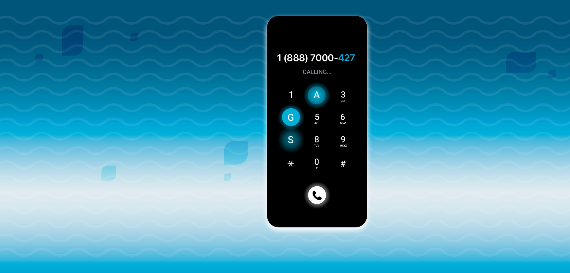 Phone with phone number highlighted