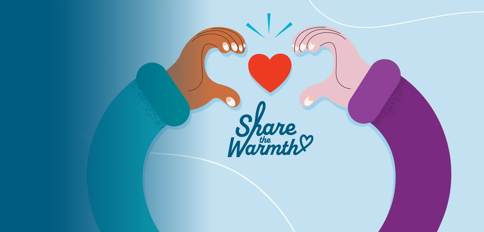 Hands making a heart for share the warmth campaign